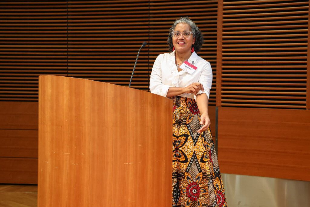 Weslynne Ashton giving the keynote at the UW-Madison Sustainability Symposium.