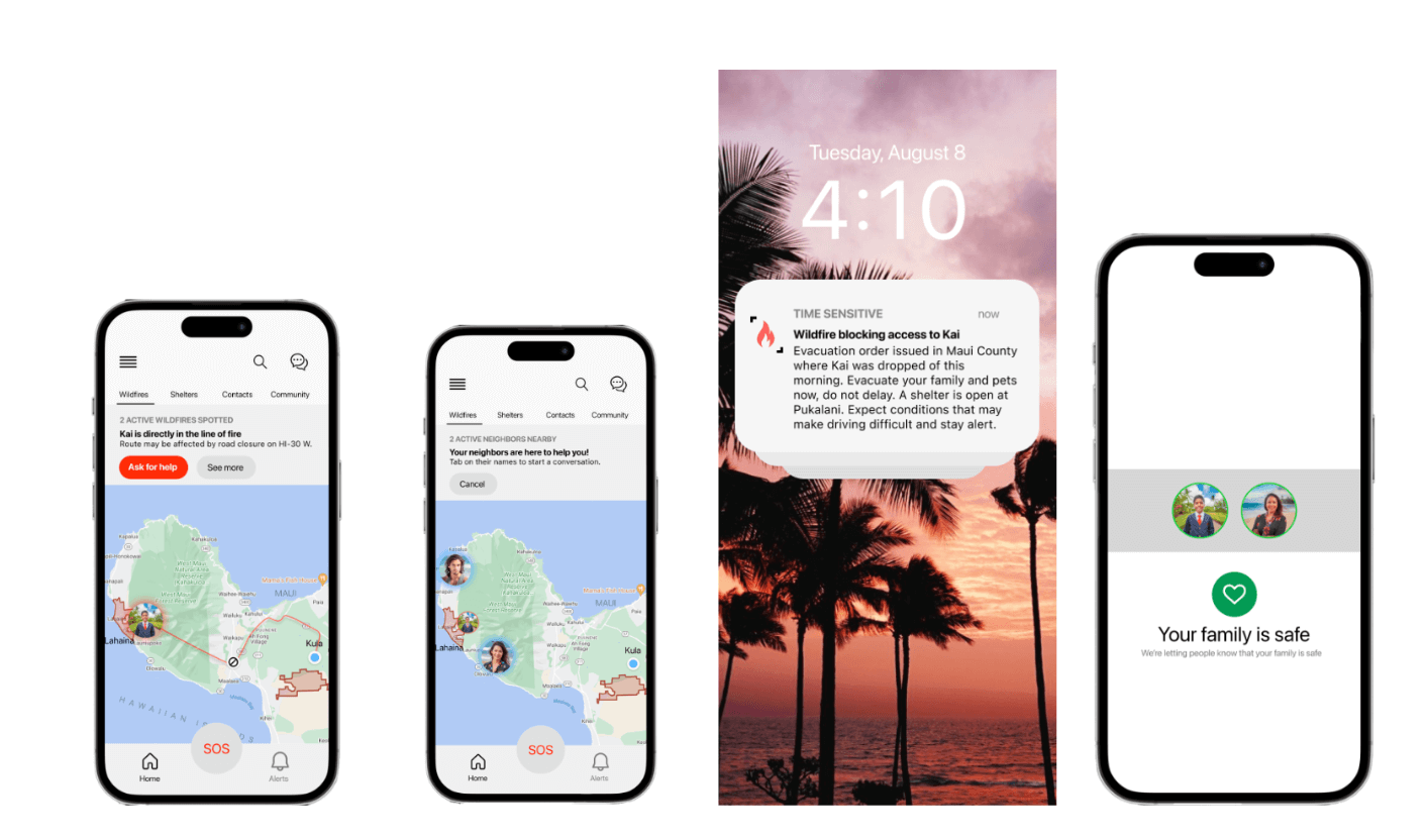 cellphone mock ups of wildfire alerts