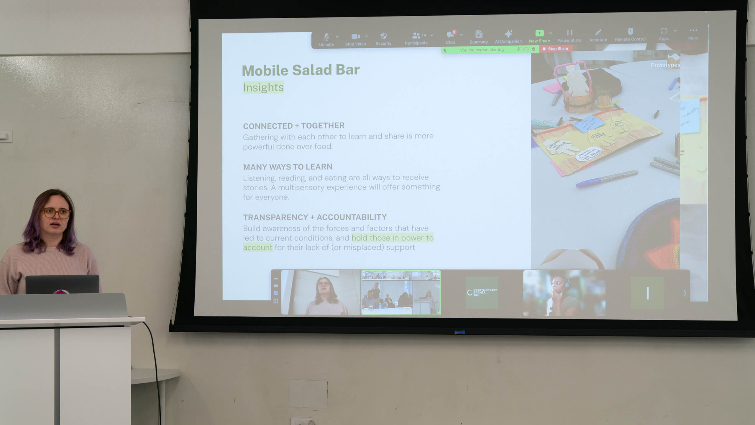 Student presenting Mobile Salad Bar slide